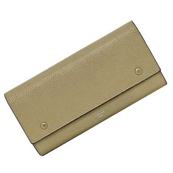 Celine Bi-fold Long Wallet Large Multi-function ec-21822 Beige Red 101673AFE Lea - Picture 1 of 10